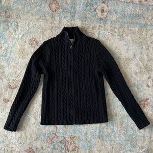 L.L.Bean full zip cable knit sweater, size S